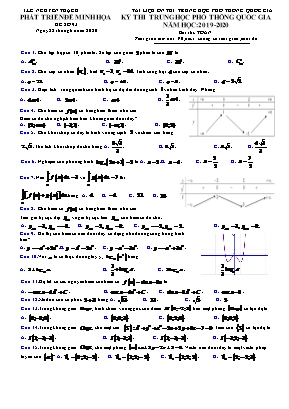 Đề thi THPT Quốc gia môn Toán - Đề số 93 - Năm học 2019-2020 - Lê Nguyên Thạch (Có đáp án)